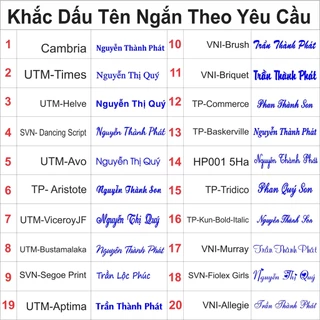 Khắc dấu tên ngắn theo yêu cầu tại Cần Thơ