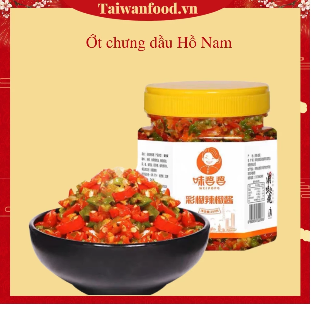 Ớt chưng hồ nam hộp 280g, 3 loại ớt 9 loại gia vị siêu ngon