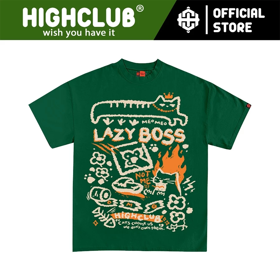 Áo Thun HIGHCLUB YOTC 2 Tay Lỡ Unisex Nam/Nữ XANH LÁ Cổ Tròn - HIGHCLUB Brand Chính Hãng
