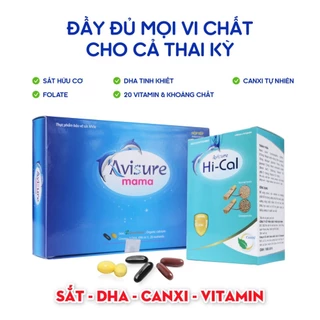 Bộ đôi Vitamin tổng hợp Avisure Mama - Canxi tự nhiên Avisure Hical dành cho phụ nữ mang thai và cho con bú -Chính Hãng