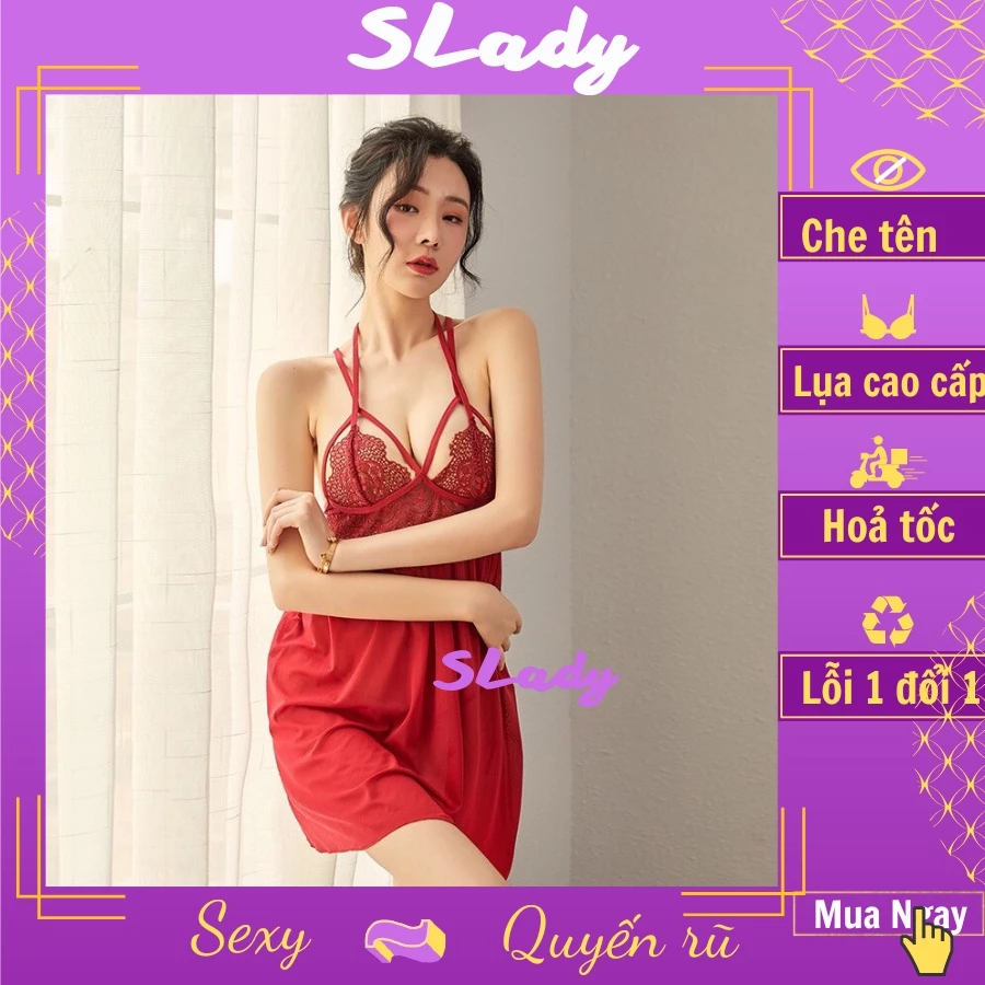 Váy ngủ sexy lụa cao cấp SLADY Đầm mặc nhà gợi cảm, xuyên thấu tăng tình cảm gia đình, quyễn rũ phái mạnh - VNS54