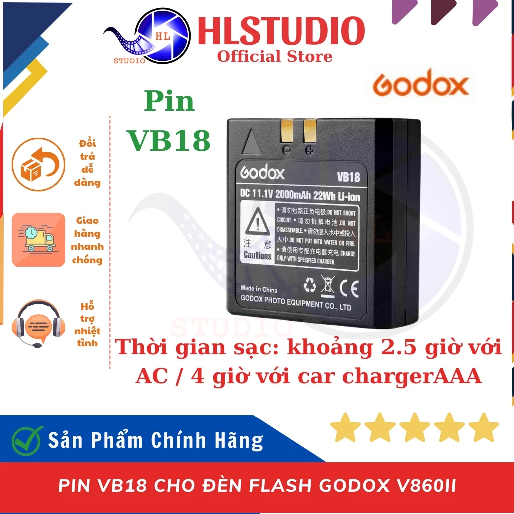 Pin VB18 cho đèn Flash Godox V860II Hl Studio