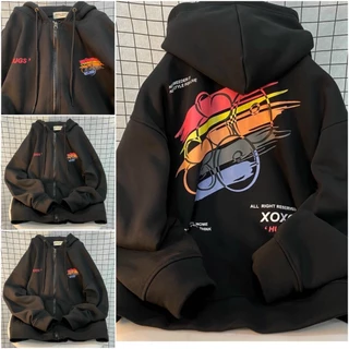 Áo Khoác Nỉ XOXO Kiểu Rộng Unisex Cặp Nam Nữ Siêu Xinh - Hoodie Có Dây Kéo Nón 2 Lớp -Chống Nắng Thu Đông