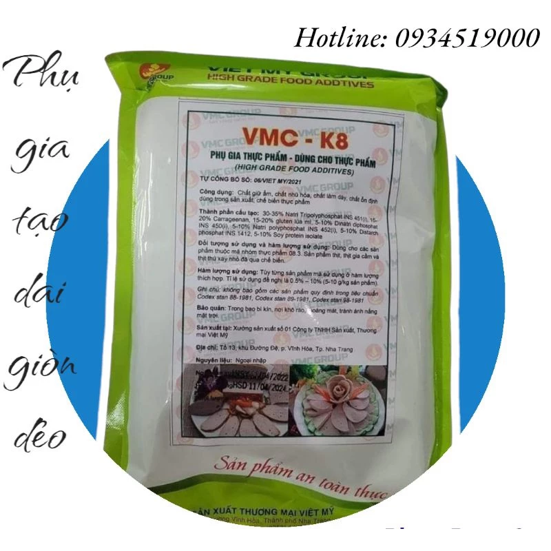 VMC K8 phụ gia tạo giòn dai dẻo cho giò chả