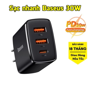 Sạc nhanh iPhone 30W Baseus -  Củ sạc nhanh 30W PD QC cho iPhone 14 Pro Max 13 Pro max 12 Pro Max Samsung Xiaomi