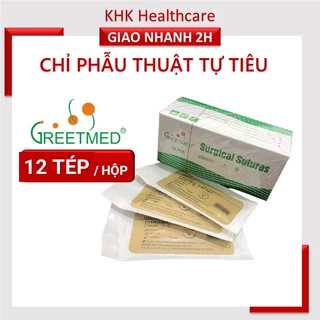 Chỉ phẫu thuật GREETMED CHROMIC tự tiêu kích thước 3/0 (Hộp 12 tép)