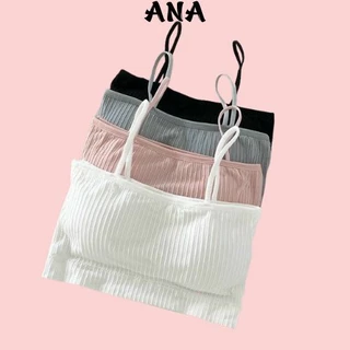 Áo Bra Nữ Cotton Gân Tăm 2 Dây Có Mút Ngực Trẻ Trung ANA 809