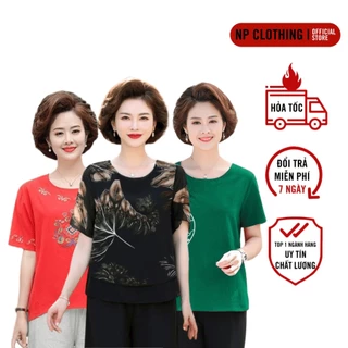 Áo Trung Niên Nữ, Mẫu Sơ Mi Voan 2 Lớp Bigsize Cổ Tròn Tay Lửng Sang Trọng | Thời Trang NP CLOTHING