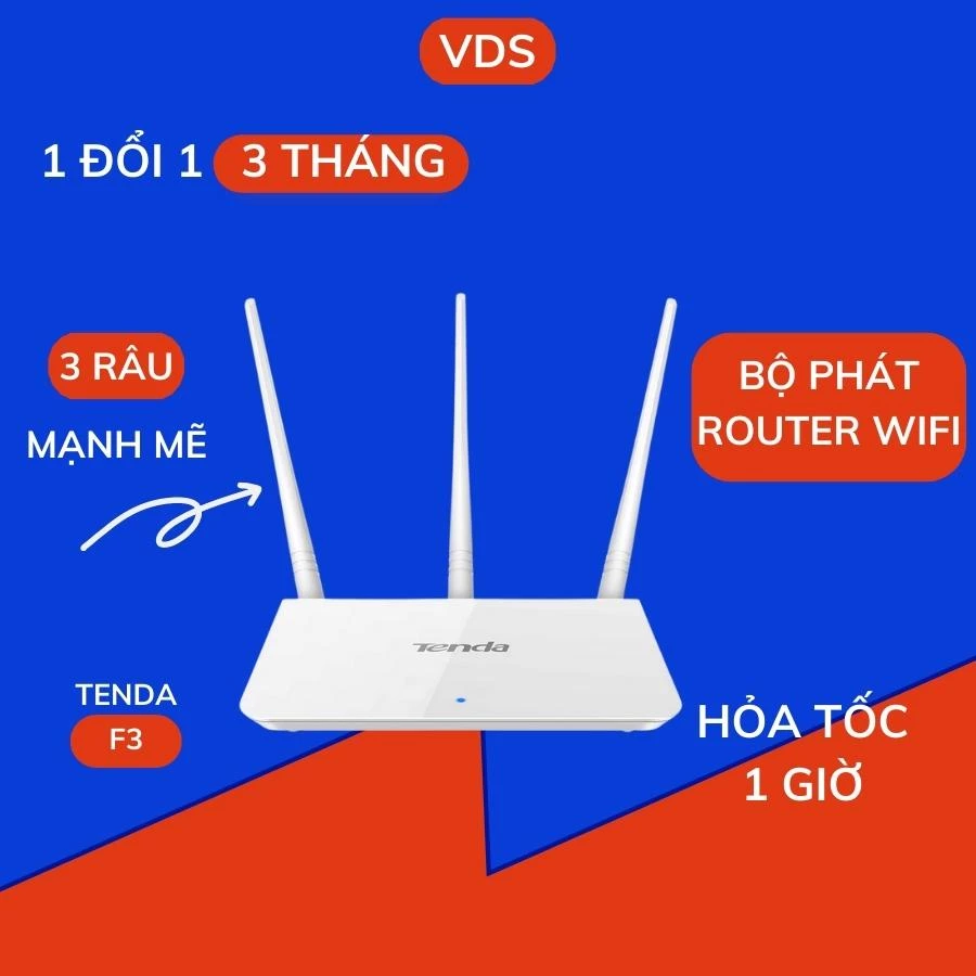 Bộ phát Wifi 3 Râu Tenda F3 Tốc độ 300Mbps giá rẻ