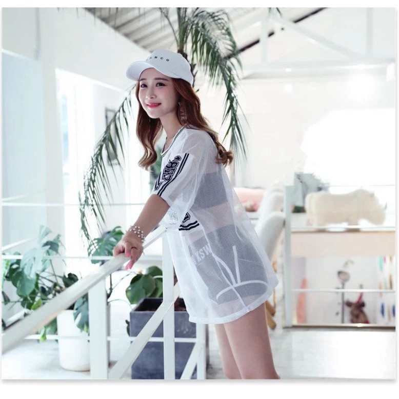Bikini 3 Mảnh Áo Lưới Đồ Bơi Nữ Đi Biển Kiểu Dáng Thể Thao