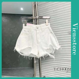 Quần short jean nữ rách lai, quần short jean nữ lưng cao VIENS STORE