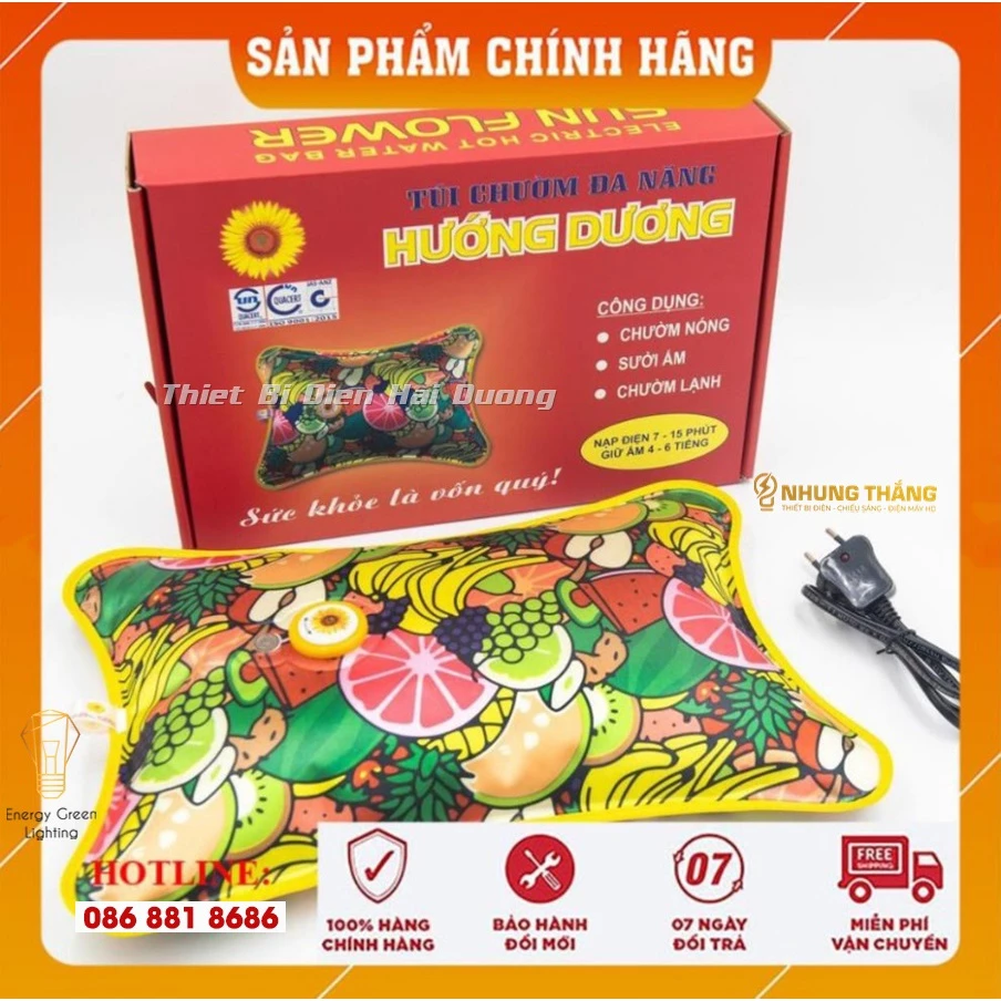 [CHÍNH HÃNG] Túi Sưởi Hướng Dương - Túi suởi ấm sạc điện, Chườm nóng lạnh, Sưởi ấm bụng, Chân tay - Size L -Màu Random