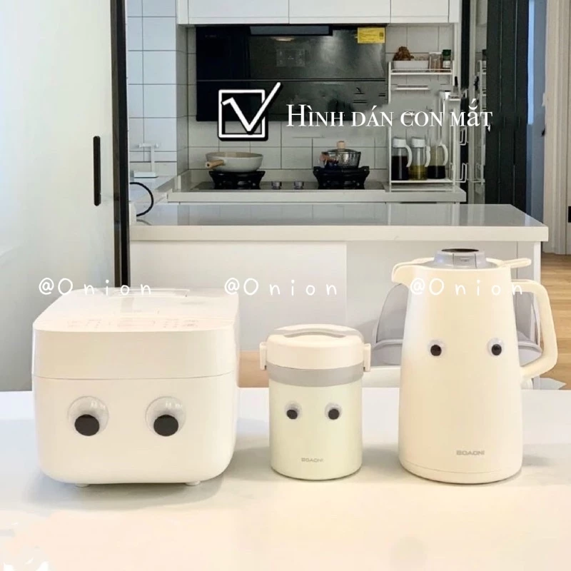 Hình dán con mắt 3D trang trí vật dụng nhà cửa