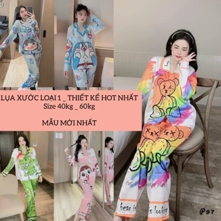 ẢNH THẬT pijama tay dài lụa xước loại 1 thiết kế hot nhất hiện nay,đồ bộ hot trend, pijama nữ giá rẻ tận xưởng free ship