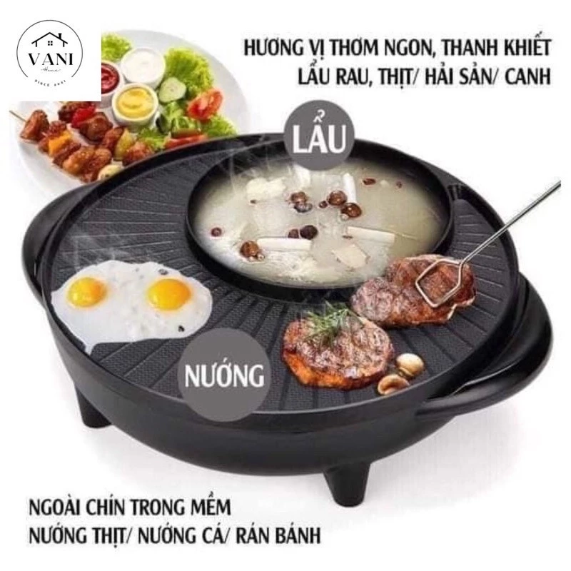 NỒI LẨU NƯỚNG HÀN QUỐC ĐA NĂNG SIZE 34CM CAO CẤP - NỒI LẨU NƯỚNG NHẬT NGUYỆT 2 IN 1 VỪA NƯỚNG VỪA NẤU LẨU TIỆN DỤNG