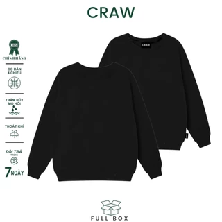 Áo Sweater CRAW vải nỉ thu đông co dãn dày dặn mềm mịn form rộng phong cách Unisex - SW Trơn