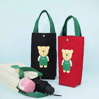 Túi Đựng Bình Giữ Nhiệt, Ly Đựng Nước Cho Size 1000-1500ml Chất Liệu Vải Canvas Có Quay Xách , Cúc Bấm Chắc Chắn