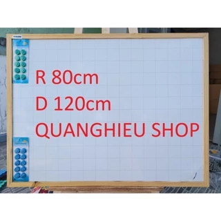 Bảng từ trắng khung gỗ kích thước 80x120cm tặng kèm bút, nam châm, lau bảng