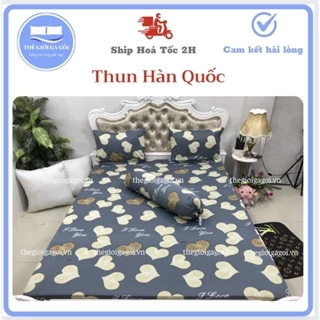 [HCM] Bộ Drap Thun Lạnh Hàn Quốc 4 món ( 1 ga bọc + 2 vỏ gối nằm + 1 vỏ gối ôm)