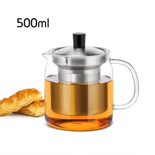 Bình lọc trà thủy tinh lõi inox 470ml - 500ml - 700ml - 900 - 1200ml ( Ấm trà thủy tinh chịu nhiệt S042 S043 Samahome )