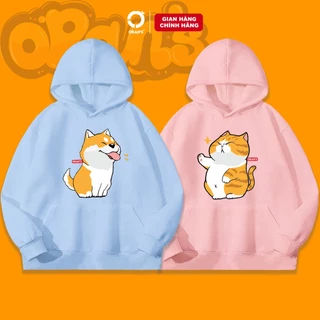 Áo Hoodie đôi in hình chó mèo lườm màu chất nỉ cotton lót bông cao cấp form rộng unisex ORANS - ORAN'S HOODIE COUPLE 02