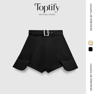 Quần short nữ kaki TOPTIFY túi kiểu kèm belt Bexley Short TQV14