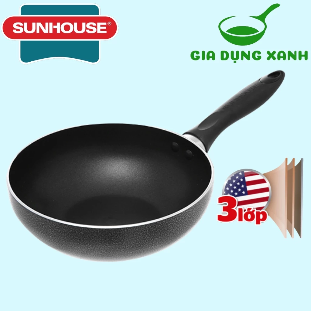 Chảo Chống Dính Lòng Sâu SUNHOUSE SHS20-SHS30 nhôm tấm cao cấp nguyên chất