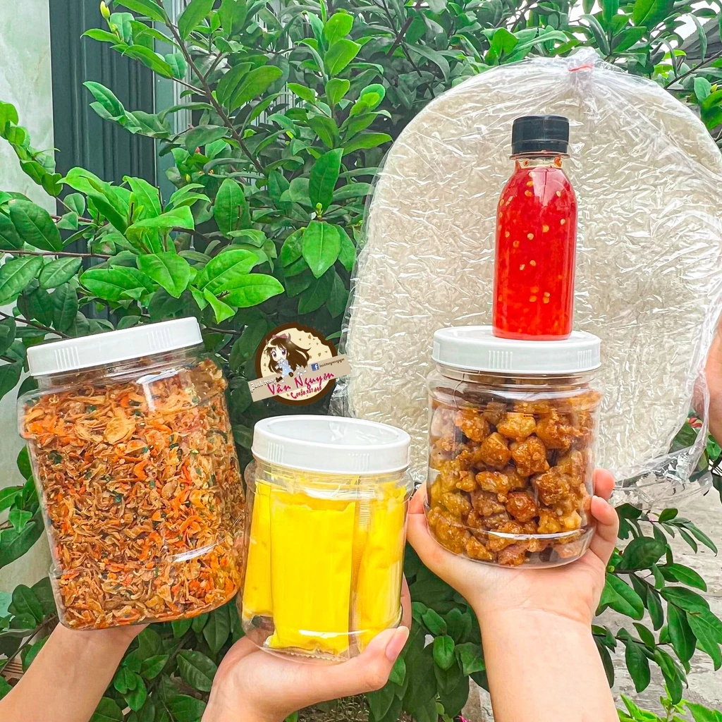 Combo SIZE ĐẠI TÓP MỠ TẶNG SỐT TẮC BÁNH NGON bánh tráng phơi sương 500gr,tóp mỡ 250gr,muối tép hành phi 500gr, bơ 300gr