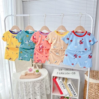 [Bé 7-27kg] Bộ Ngắn Tay In Toàn Thân Thun Lạnh Minky Mom Mềm Mịn Mát Cho Bé Trai Bé Gái