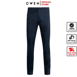 Quần dài kaki nam Owen QKSL221206 khaki công sở cao cấp màu xanh navy dáng slim fit ôm nhẹ vải thô cotton mềm mát