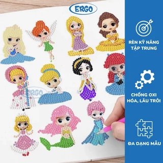 Tranh đính đá mini nhỏ cho bé, tranh đá tự đính tự làm hình công chúa đẹp mắt dạng sticker