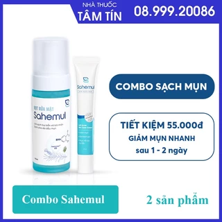 Combo Kem ngừa mụn viêm Sahemul 20gr + Bọt rửa mặt Sahemul 150ml chuyên dùng cho da dầu, mụn