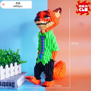 Xếp hình lắp ráp Cáo nick cỡ lớn size to 42cm đồ chơi ghép hình mini nano 3d cho bé