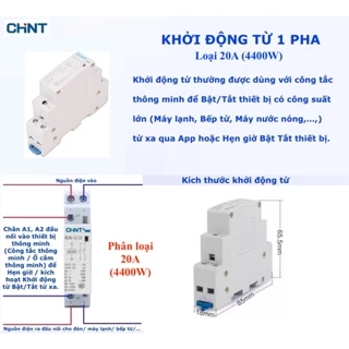 Khởi động từ 1 pha CHINT, công suất 20A / 25A / 40A / 63A -