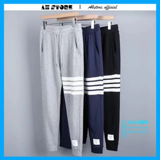 Quần Jogger nam nữ thể thao chất xốp thái, Quần thể thao nam nữ kẻ 4 sọc phong cách hàn quốc - AHSTORE