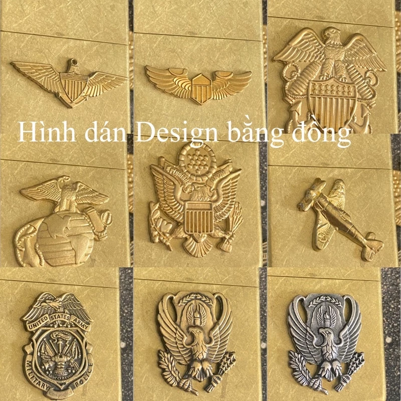 Emblem, hình dán Zip mẫu QS bằng đồng nguyên khối