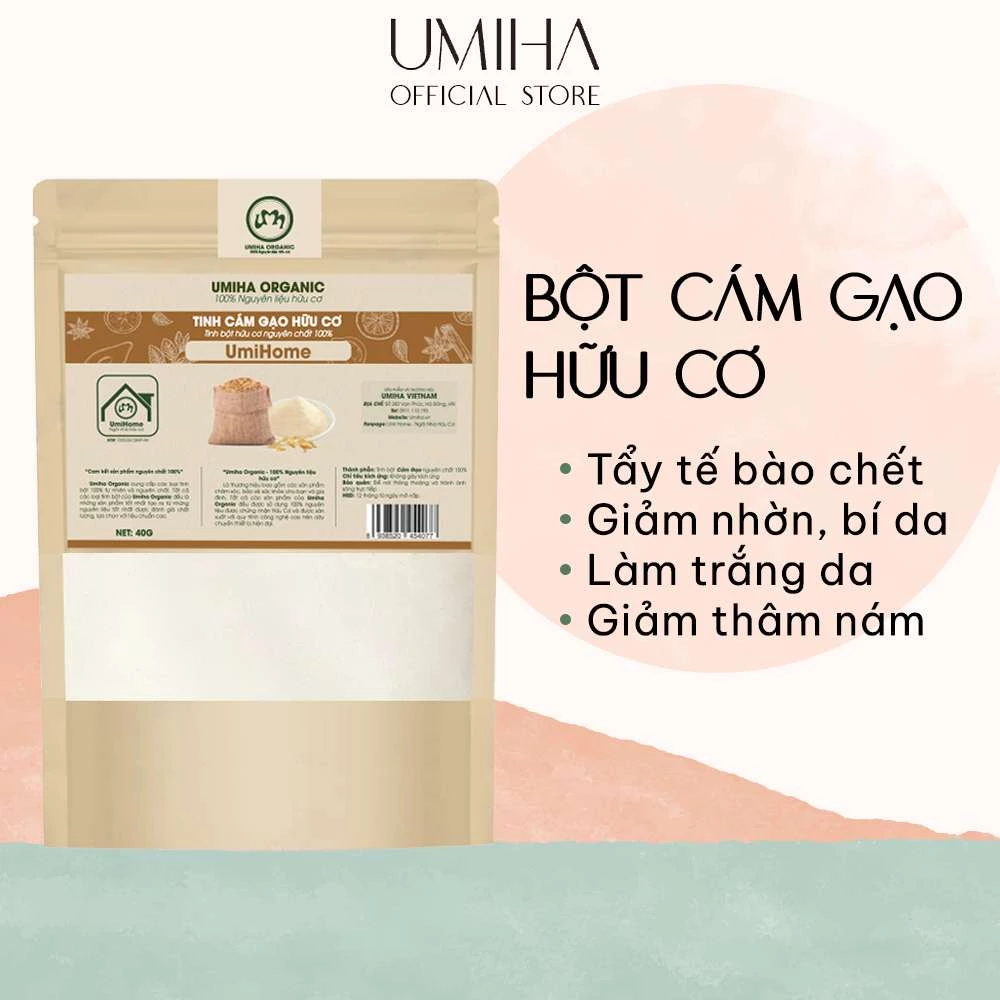 Bột Cám Gạo Đắp Mặt Nạ Hữu Cơ Umiha Nguyên Chất | Rice Bran Flour 100% Organic 40g