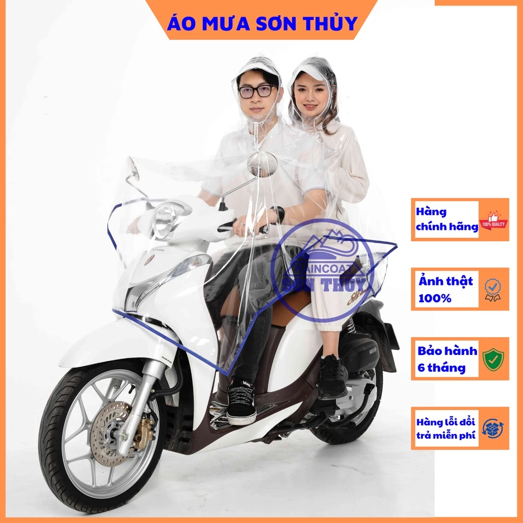 Áo mưa trong suốt 2 mũ Sơn Thủy PVC freesize
