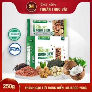 Thanh Gạo Lứt Rong Biển Lolifood 250g (10 gói x 25g), Người Ăn Chay, Thể Thao, Giảm Cân, Healthy