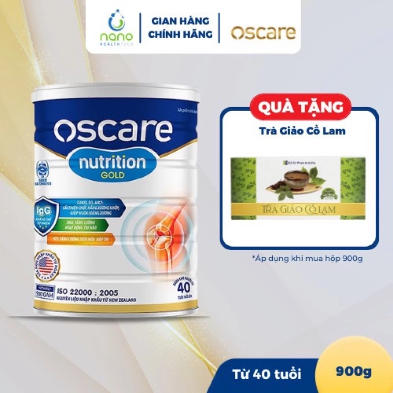 Sữa Bột Cho Người Lớn Giúp Bổ Sung Dinh Dưỡng Thiết Yếu, Phòng Ngừa Loãng Xương OSCARE Nutrition Gold Hộp 900g