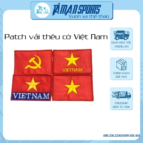 Miếng vải thêu logo Cờ Việt Nam/ Cờ Đảng vải thêu (không dán được)