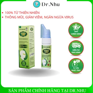 Xịt Mũi Thảo Dược PozoCare Chính Hãng, Giảm Nghẹt Mũi, Sổ Mũi, An toàn, Không Hóa Chất, Lọ 70ml - Dr. Nhu