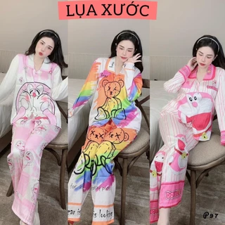 ẢNH THẬT pijama tay dài lụa xước thiết kế hot nhất hiện nay, đồ bộ hot trend ,pijama nữ giá rẻ tận xưởng sỉ, freeship