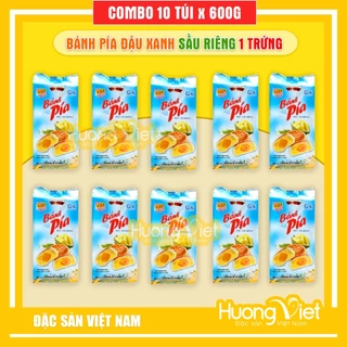 Combo 10 gói bánh pía Tân Huê Viên 5 SAO 600gr, bánh pía Sóc Trăng đậu xanh sầu riêng 1 trứng