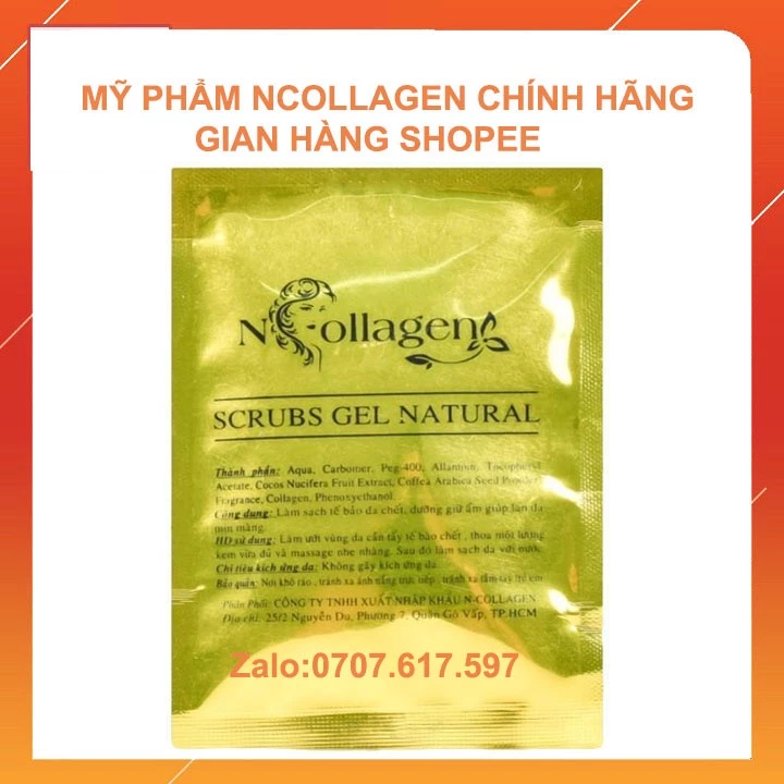 Gói Tẩy Da Chết Trà Xanh giúp sạch da dưỡng trắng giữ ẩm da Ncollagen 10g