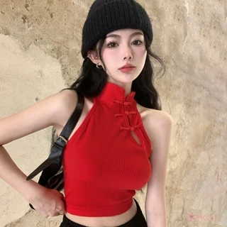 Áo Croptop Sát Nách Phong Cách Trung Hoa Cổ Điển Thời Trang Năm Mới Cho Nữ Năm mới