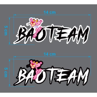 Tem logo stiker báo Team vui nhộn, chữ trắng đen 2 màu báo hồng 14x 5cm dán xe đạp, xe máy laptop mũ bảo hiểm tùy ý