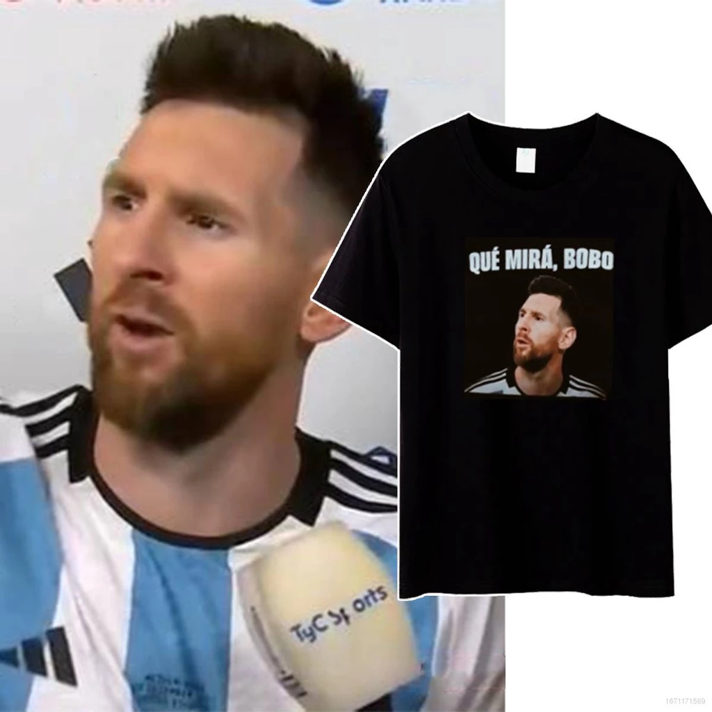 Áo Thun In Hình N3 Leo Messi Post-match Interviews QUE MIRA BOBO Thời Trang Thường Ngày