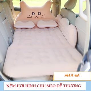 Nệm Giường Hơi Cho Xe Ô Tô SUV 5-7 Chỗ - Nệm Hơi Thế Hệ Mới Hình Chú Mèo - Tặng Kèm Bơm Nệm 12V - Cao Cấp