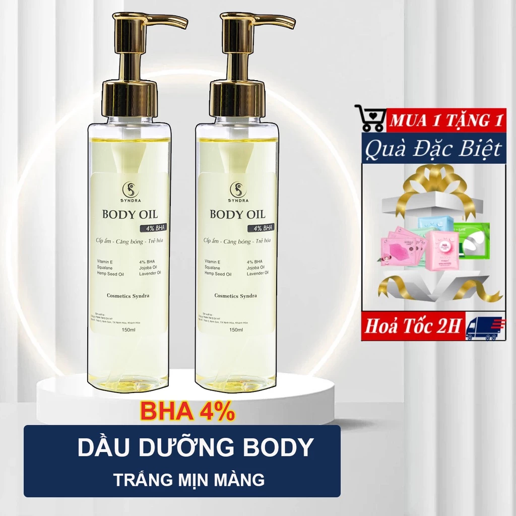 Dầu dưỡng trắng da body oil BHA 4% Dưỡng ẩm giúp da căng bóng mịn màng